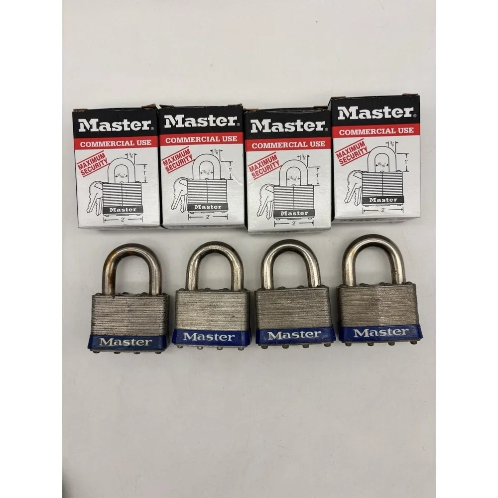 4 No 5 Master Locks Padlock Steel Body No Keys